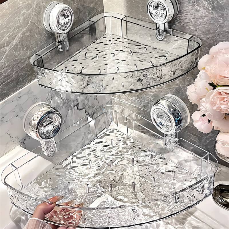 Wall shelf – Durable plastic – Suction cup mounted – Versatile organizer for bathroom, kitchen, or office 7