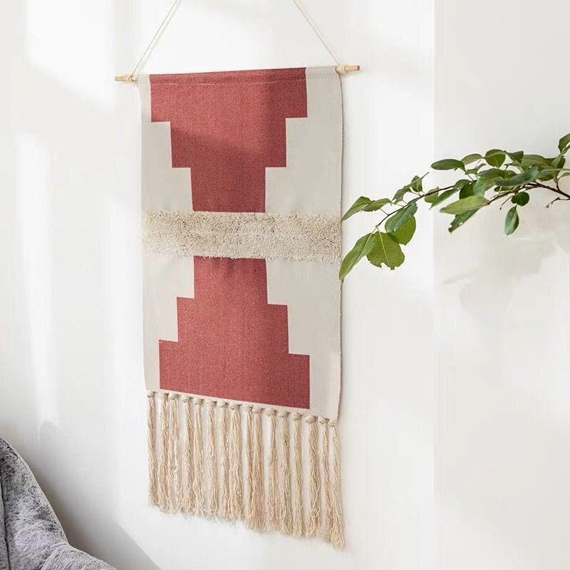 Wall tapestry – Handwoven cotton – Geometric design with tassels – Boho-chic home decor 5