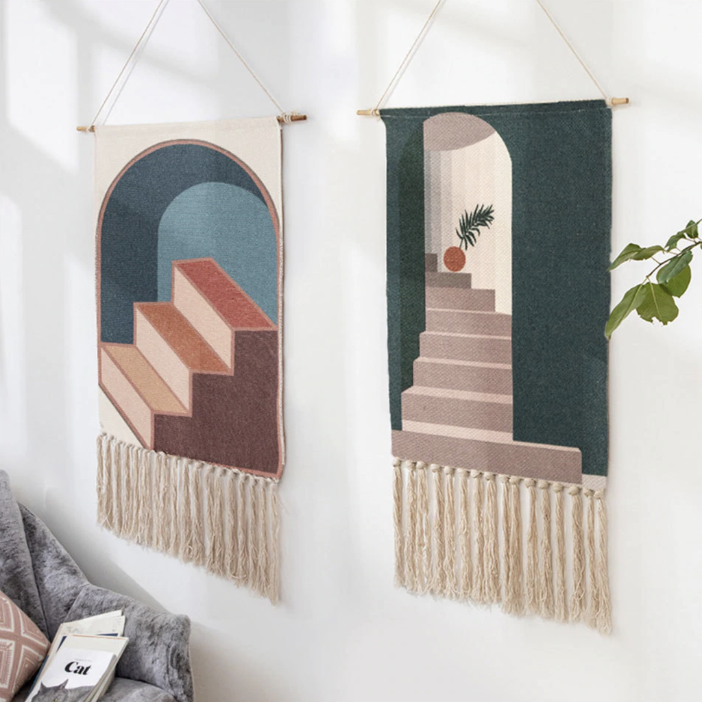 Wall tapestry – Handwoven cotton – Geometric design with tassels – Boho-chic home decor 6