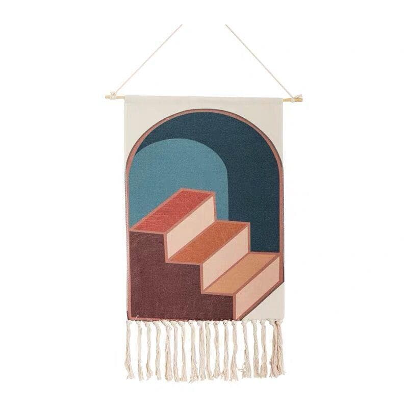 Wall tapestry – Handwoven cotton – Geometric design with tassels – Boho-chic home decor 7