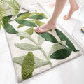 Washable Area Rug with Green Leaf Print – Soft Non-Slip Floor Rug for Kitchen, Bathroom, and Entryway 0