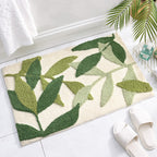 Washable Area Rug with Green Leaf Print – Soft Non-Slip Floor Rug for Kitchen, Bathroom, and Entryway 1