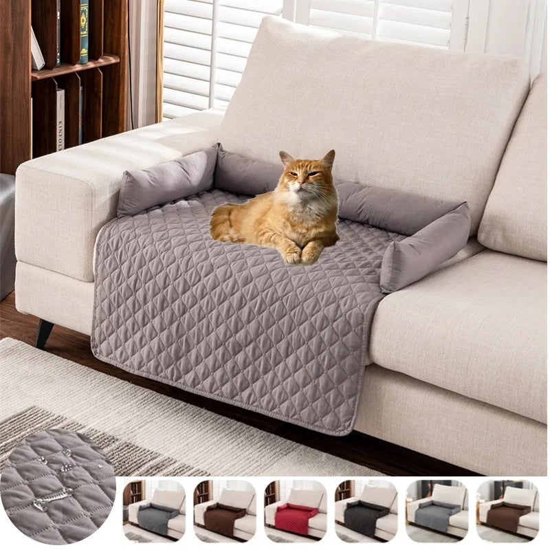 Gray waterproof dog blanket featuring a non-slip base, made from eco-friendly fabric. Perfect for protecting furniture from pet hair and spills while providing a comfortable surface 0