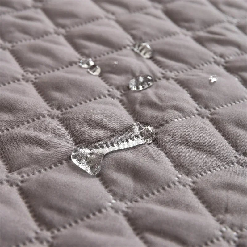 Waterproof gray dog blanket featuring a non-slip base, made from eco-friendly fabric. Ideal for protecting furniture and providing comfort for pets. Perfect for both 1