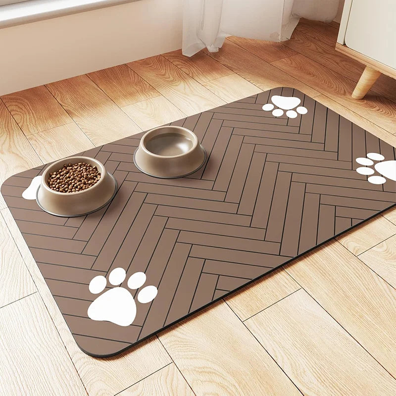 Waterproof dog food mat in dark gray, featuring an anti-slip design, quick-dry material, and stain-resistant surface, perfect for keeping floors clean 12
