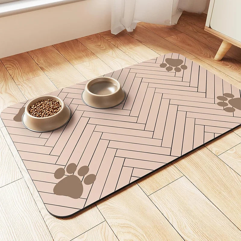 Waterproof dog food mat in a sleek gray design, featuring an anti-slip backing for stability. Made from durable, stain-resistant material, this quick-d 8