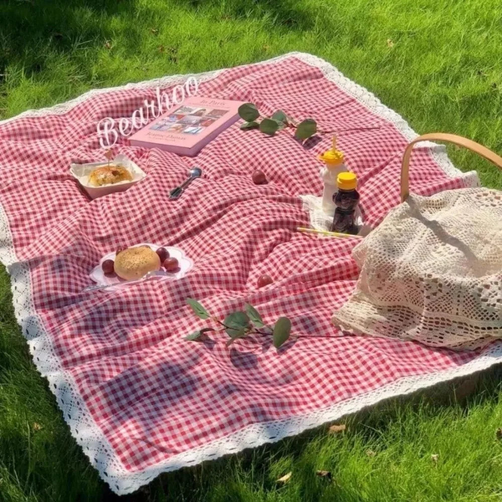 Waterproof Picnic Mat - Thickened Red Checkered Outdoor Blanket, Multiple Sizes Available 0
