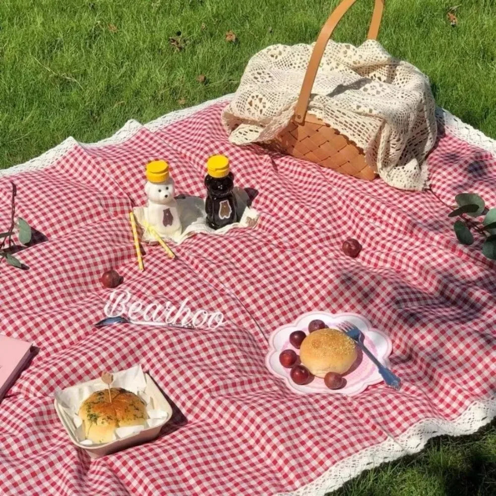 Waterproof Picnic Mat - Thickened Red Checkered Outdoor Blanket, Multiple Sizes Available 1