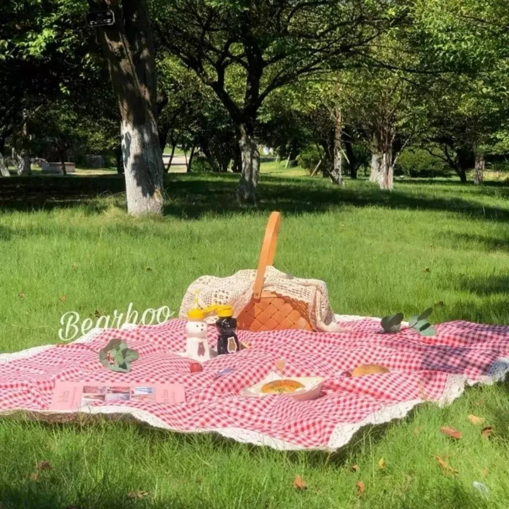 Waterproof Picnic Mat - Thickened Red Checkered Outdoor Blanket, Multiple Sizes Available 2
