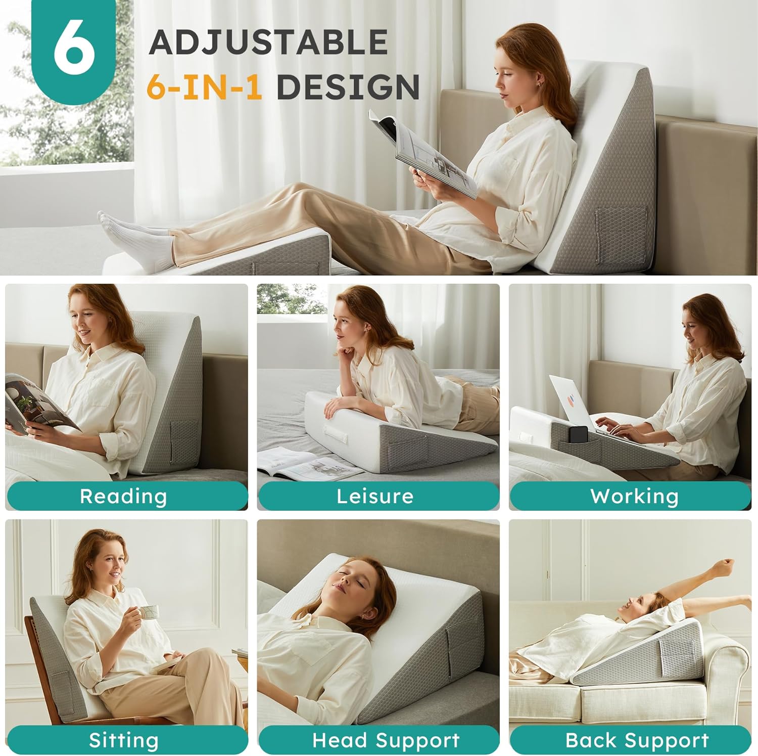 Wedge pillow – Ergonomic memory foam – Hypoallergenic cover – Ideal for back and neck support 1