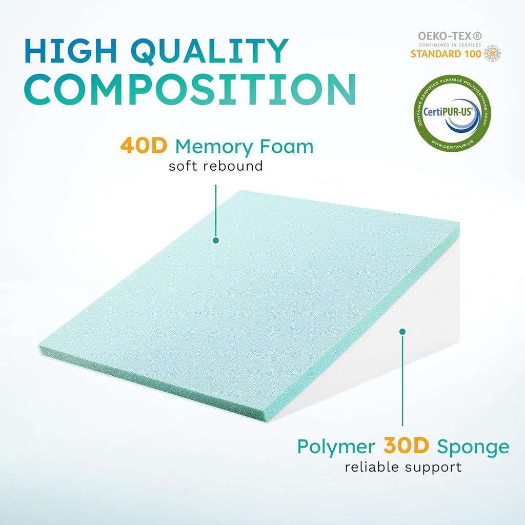Wedge pillow – Ergonomic memory foam – Hypoallergenic cover – Ideal for back and neck support 2