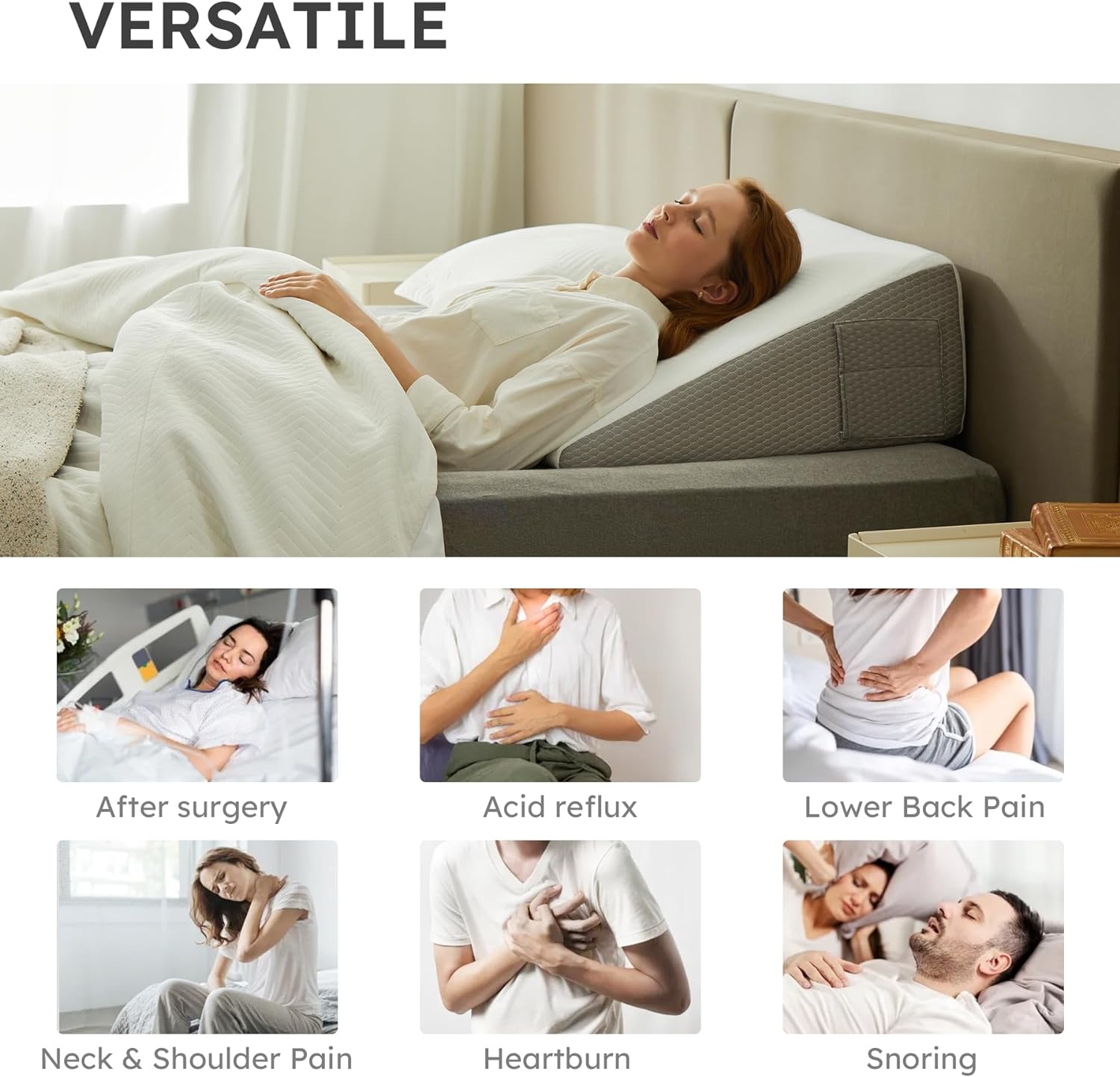 Wedge pillow – Ergonomic memory foam – Hypoallergenic cover – Ideal for back and neck support 3