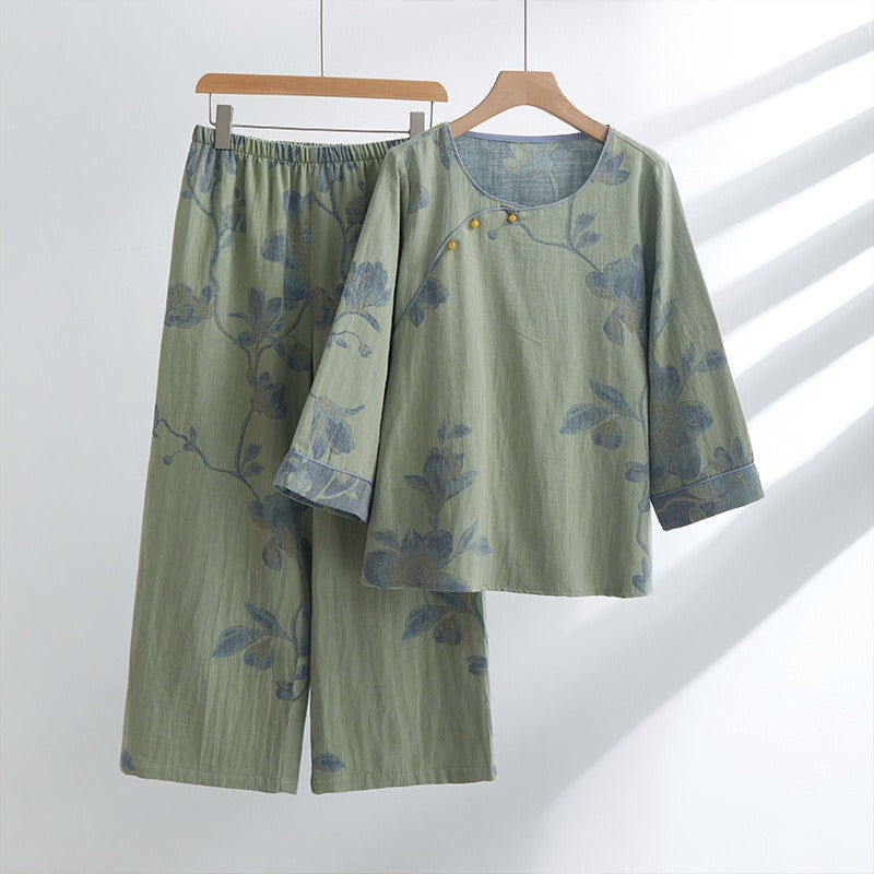 Organic Cotton Ginkgo Leaf Kimono Set