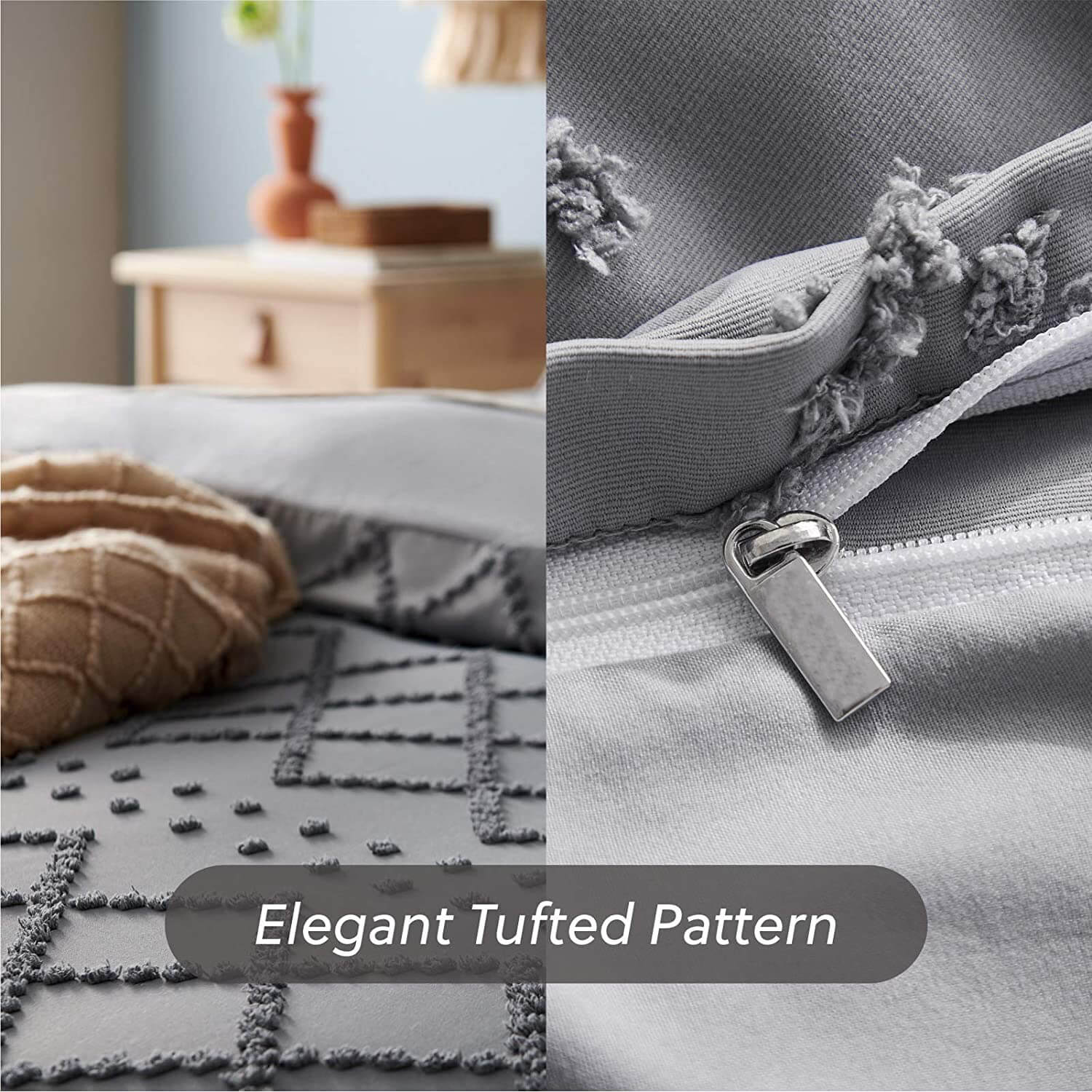 White cotton duvet cover set featuring a soft waffle texture, designed for both King and Queen sizes. The set adds a cozy and modern touch to any bedroom 6