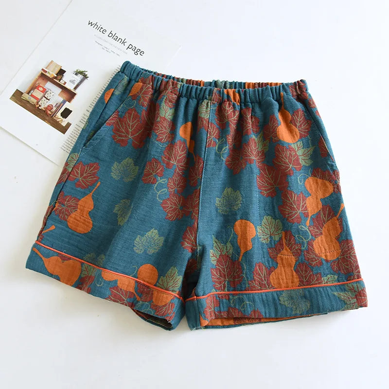 Women's Cotton Vintage Printed Pajama Shorts with Pockets | Comfortable Sleep Shorts for Home 1