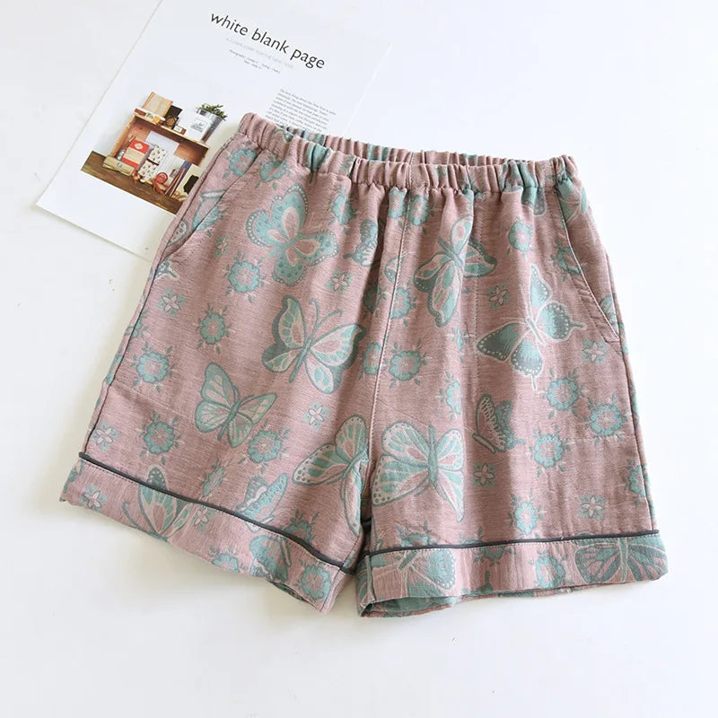 Women's Cotton Vintage Printed Pajama Shorts with Pockets | Comfortable Sleep Shorts for Home 11