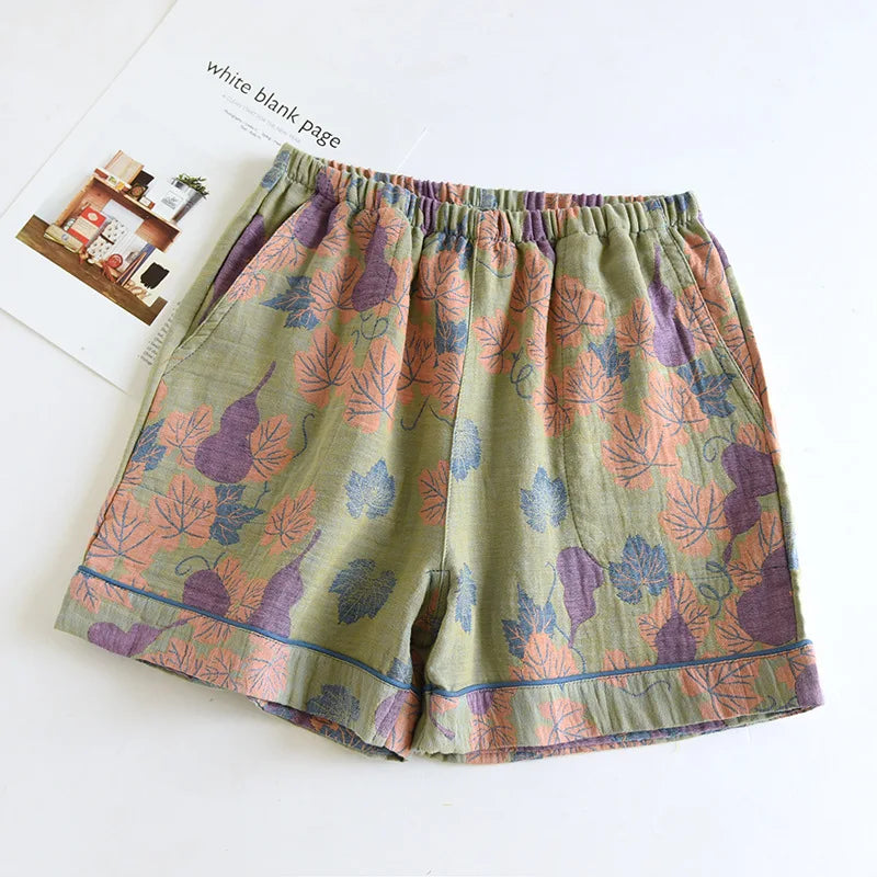 Women's Cotton Vintage Printed Pajama Shorts with Pockets | Comfortable Sleep Shorts for Home 13