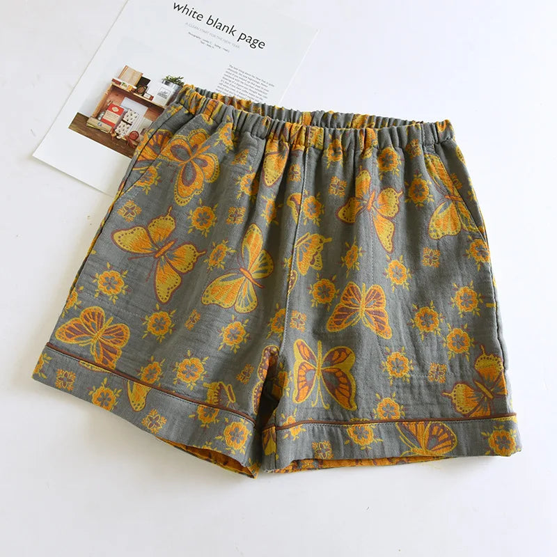 Women's Cotton Vintage Printed Pajama Shorts with Pockets | Comfortable Sleep Shorts for Home 15