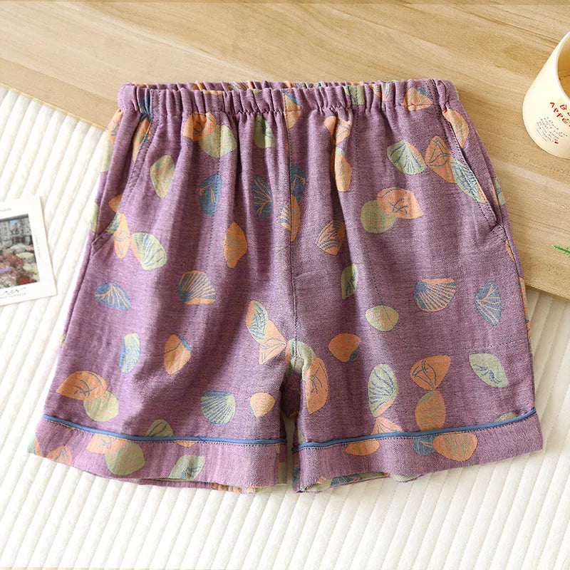 Women's Cotton Vintage Printed Pajama Shorts with Pockets | Comfortable Sleep Shorts for Home 16