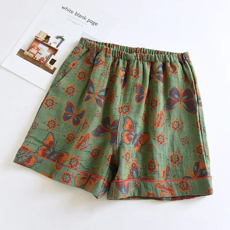 Women's Cotton Vintage Printed Pajama Shorts with Pockets | Comfortable Sleep Shorts for Home 18