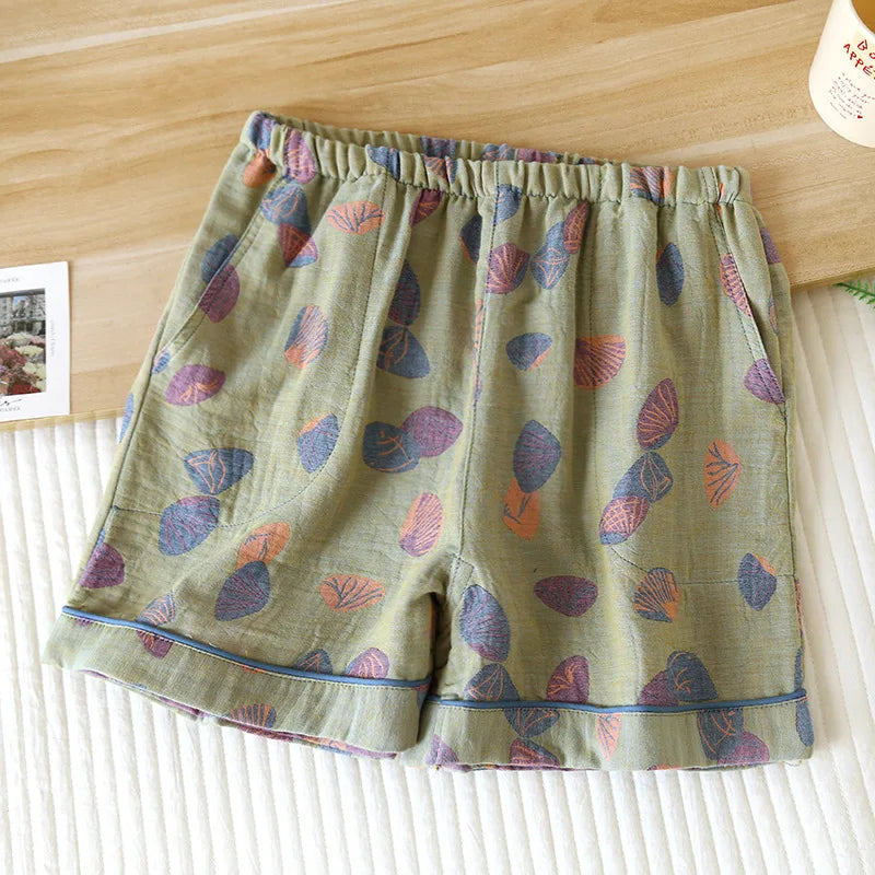 Women's Cotton Vintage Printed Pajama Shorts with Pockets | Comfortable Sleep Shorts for Home 19