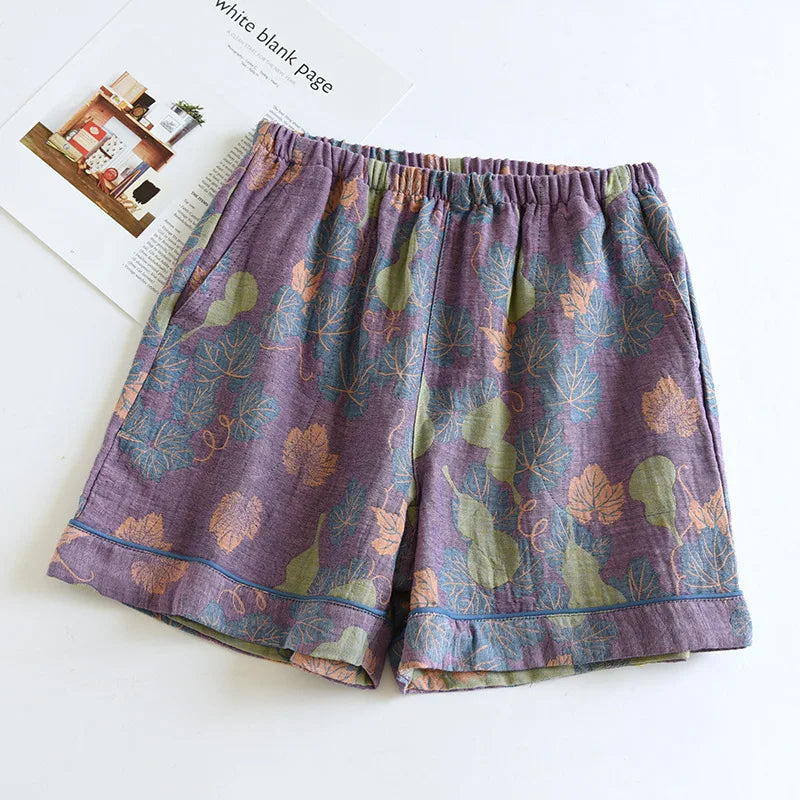 Women's Cotton Vintage Printed Pajama Shorts with Pockets | Comfortable Sleep Shorts for Home 2