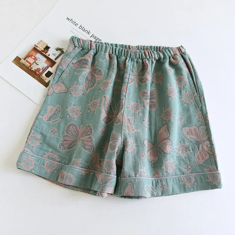 Women's Cotton Vintage Printed Pajama Shorts with Pockets | Comfortable Sleep Shorts for Home 4
