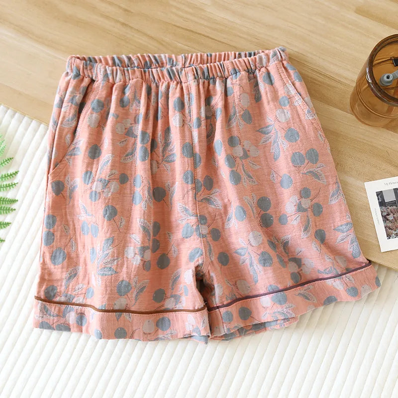 Women's Cotton Vintage Printed Pajama Shorts with Pockets | Comfortable Sleep Shorts for Home 6