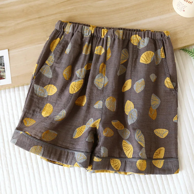 Women's Cotton Vintage Printed Pajama Shorts with Pockets | Comfortable Sleep Shorts for Home 8