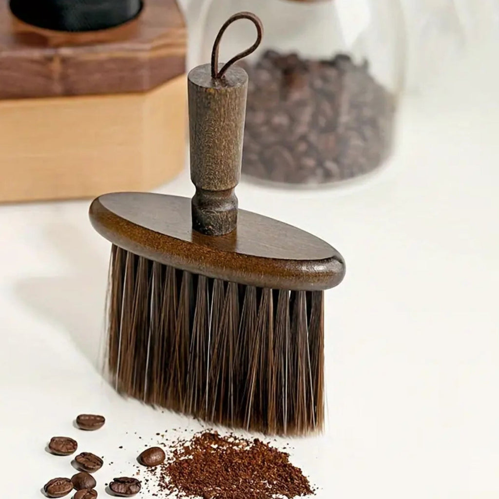 Wooden Coffee Grinder Cleaning Brush with Ergonomic Beech Handle and Synthetic Bristles for Spotless Brew Station 0