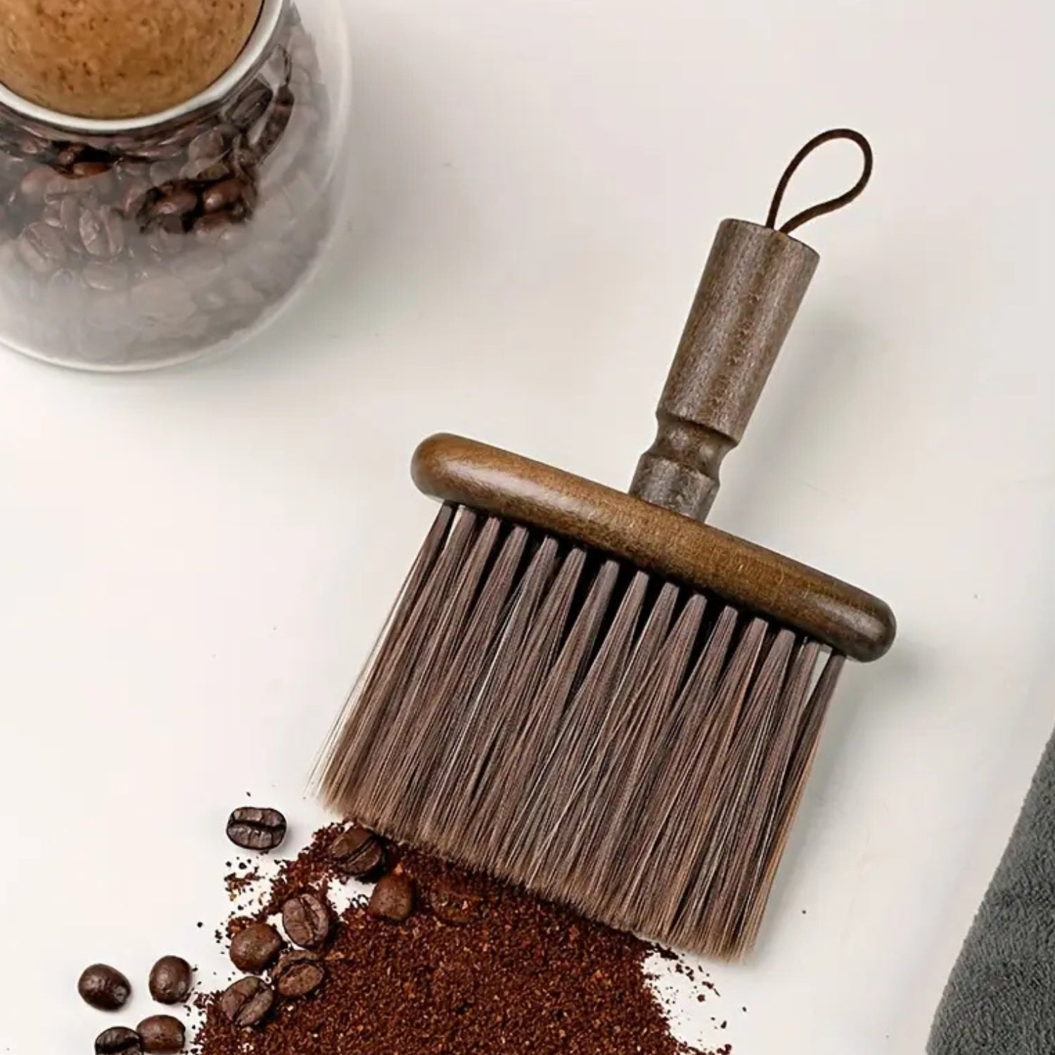 Wooden Coffee Grinder Cleaning Brush with Ergonomic Beech Handle and Synthetic Bristles for Spotless Brew Station 2