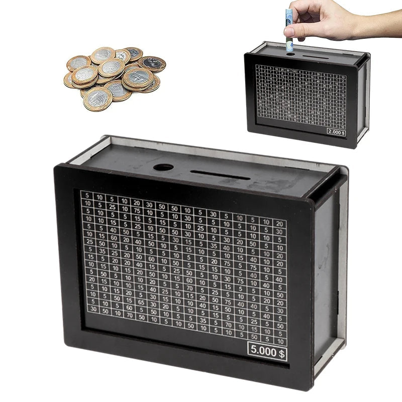 Natural wood piggy bank designed for adults, featuring a built-in coin counter and customizable options. Its sleek finish and modern design make it a stylish addition 3