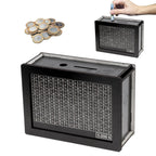 Natural wood piggy bank designed for adults, featuring a built-in coin counter and customizable options. Its sleek finish and modern design make it a stylish addition 3