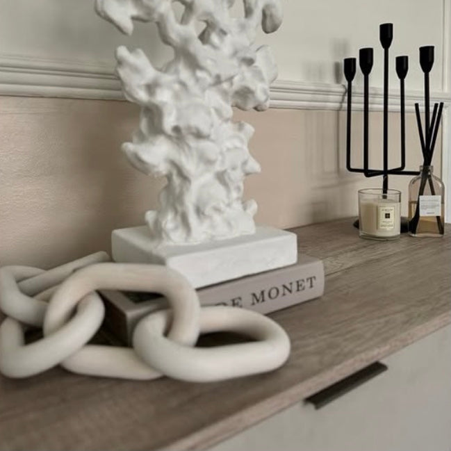Wooden chain link – Hand-carved – Modern rustic design – Unique home decor accent – 10 x 4 x 2 in 5