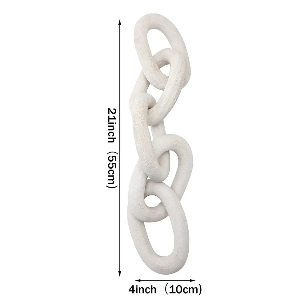 Wooden chain link – Hand-carved – Modern rustic design – Unique home decor accent – 10 x 4 x 2 in 6