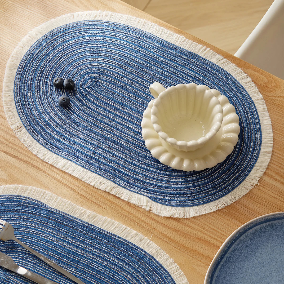 Woven Braided Placemats Set of 4, Washable Non-Slip Table Mats, 18x12 Inches, Natural Color, Perfect for Christmas and Everyday Use 1