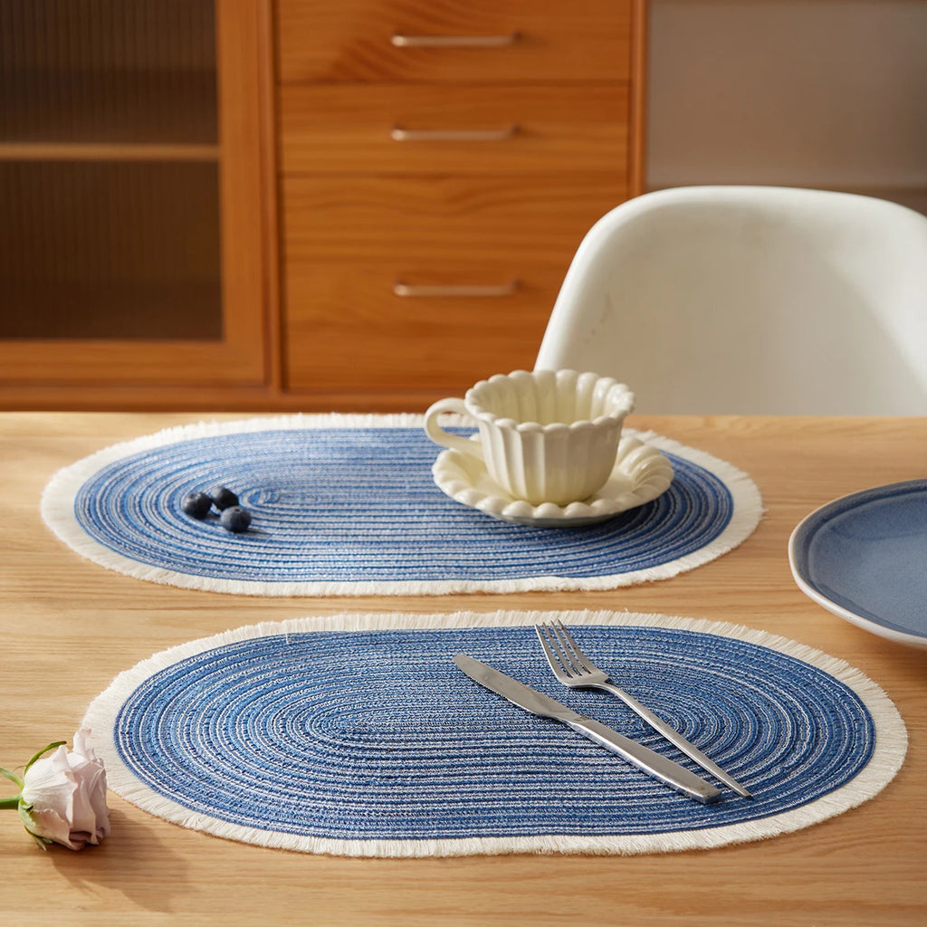 Woven Braided Placemats Set of 4, Washable Non-Slip Table Mats, 18x12 Inches, Natural Color, Perfect for Christmas and Everyday Use 2