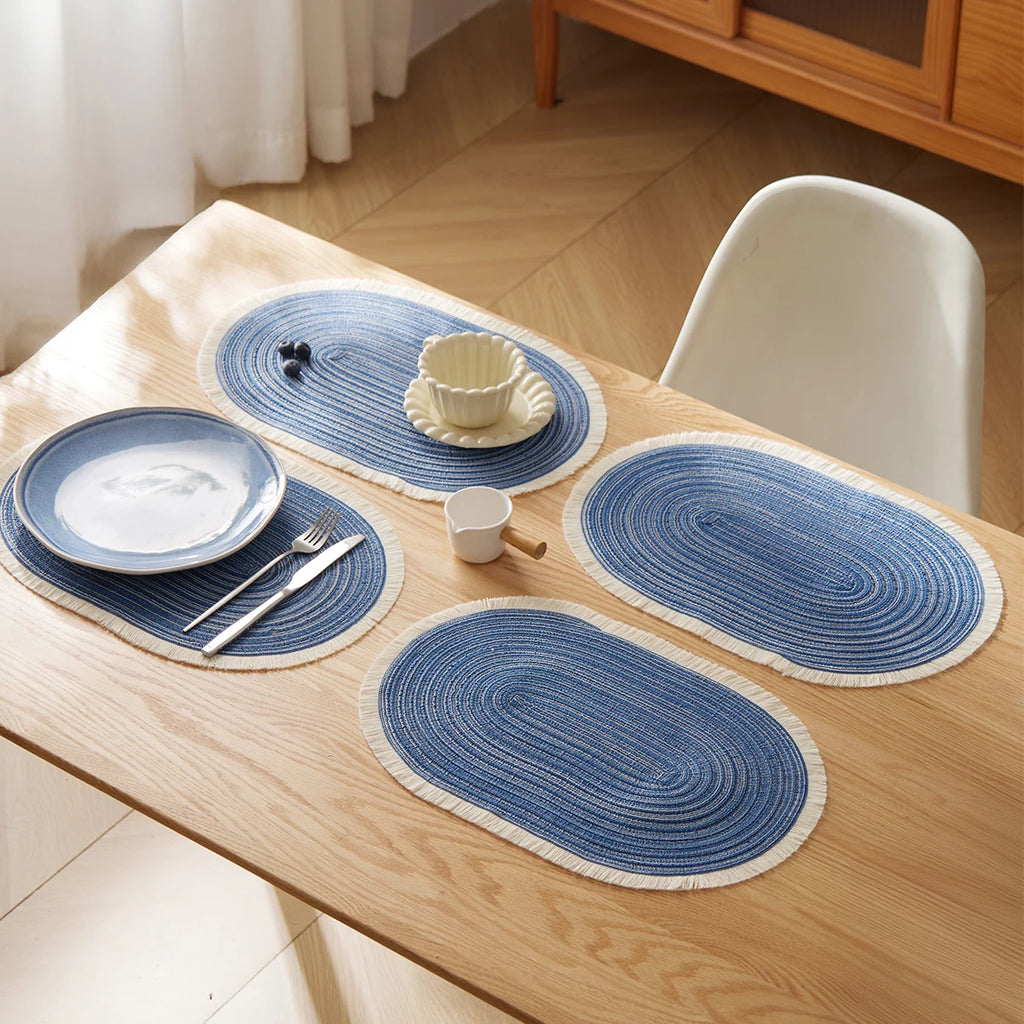 Woven Braided Placemats Set of 4, Washable Non-Slip Table Mats, 18x12 Inches, Natural Color, Perfect for Christmas and Everyday Use 3