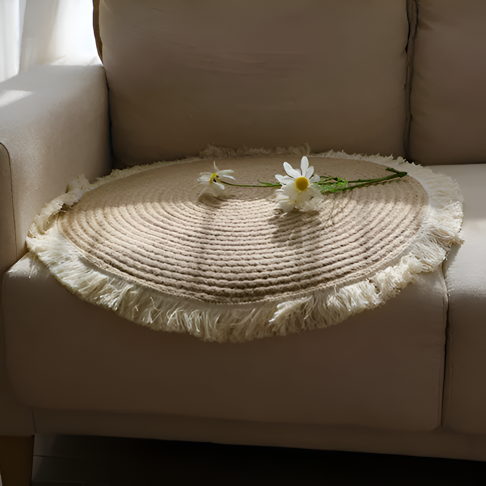 Woven rug – Handcrafted scrim – Vintage Japanese design – Plush and anti-slip – 17.7 to 39.4 in diameter 1
