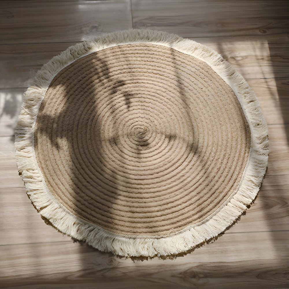 Woven rug – Handcrafted scrim – Vintage Japanese design – Plush and anti-slip – 17.7 to 39.4 in diameter 2