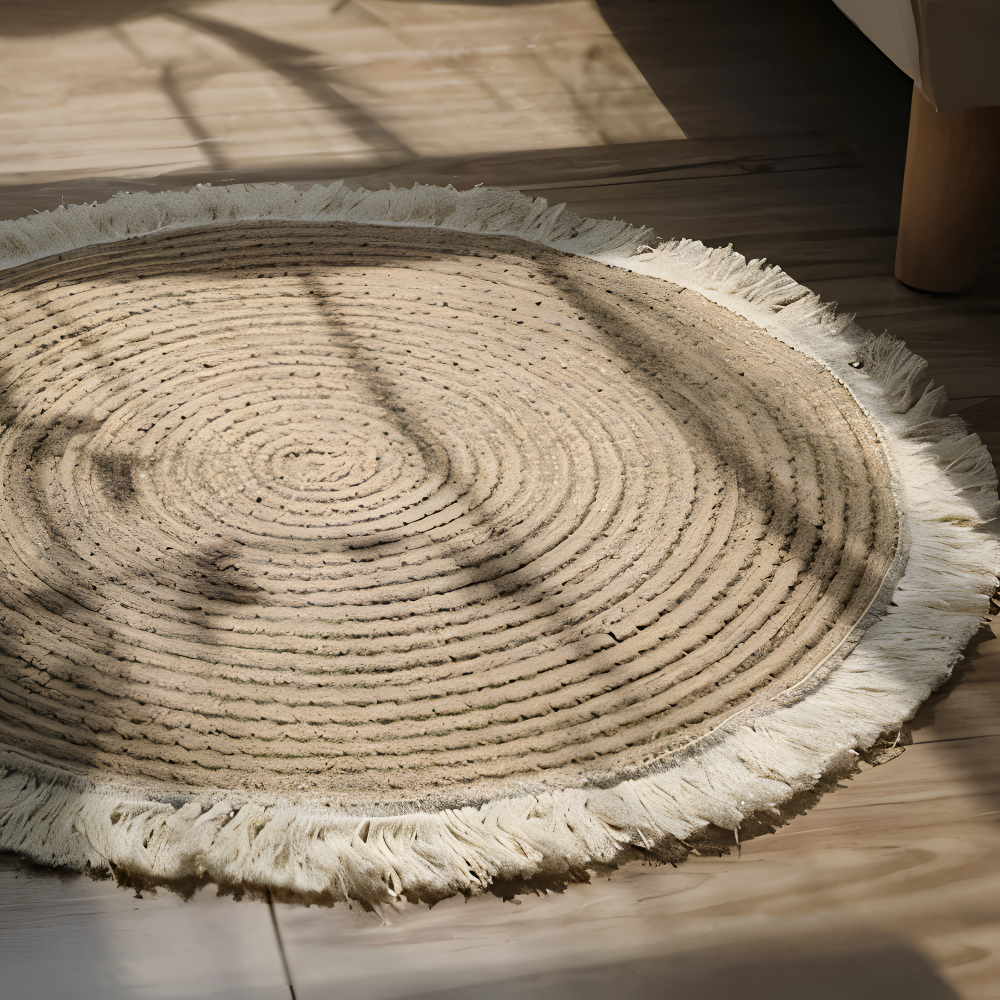 Woven rug – Handcrafted scrim – Vintage Japanese design – Plush and anti-slip – 17.7 to 39.4 in diameter 4