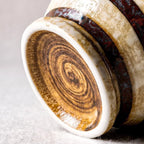 Stoneware Cup & Saucer Set – Handcrafted Striped Ceramic Coffee/Tea Cup with Spiral Saucer