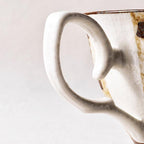 Stoneware Cup & Saucer Set – Handcrafted Striped Ceramic Coffee/Tea Cup with Spiral Saucer