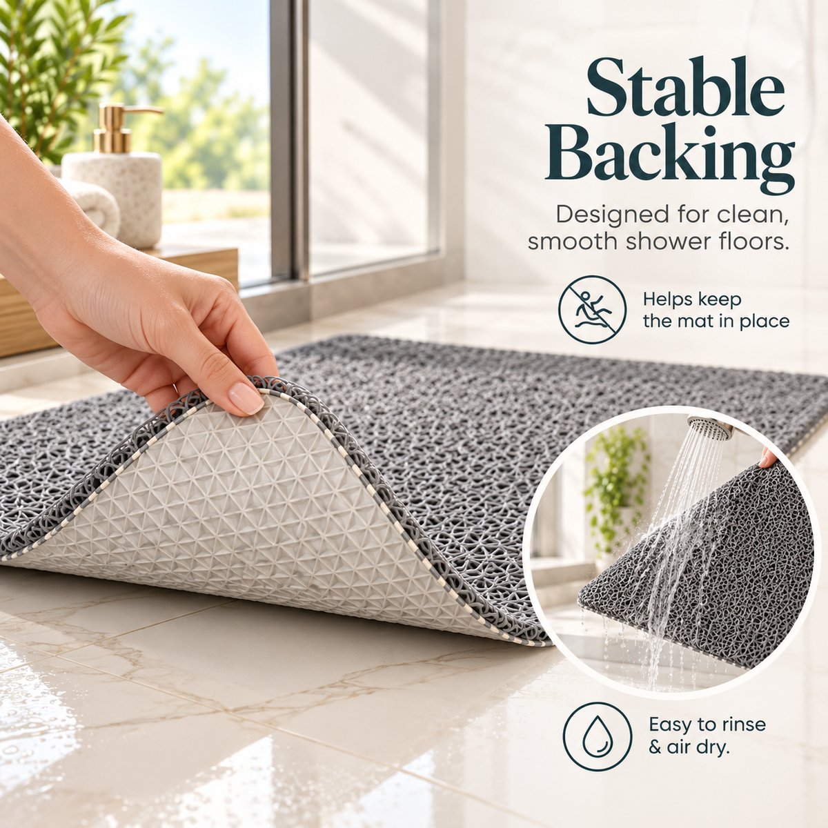 Non-Slip Shower Mat with Drainage
