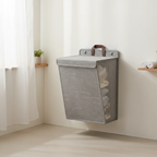 Foldable Wall-Mounted Laundry Basket – Space-Saving Polyester Hamper for Home Organization, Easy Storage, Grey