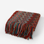 Boho Knitted Throw Blanket with Fringe – Soft Striped Decorative Blanket for Couch & Bed
