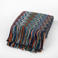 Boho Knitted Throw Blanket with Fringe – Soft Striped Decorative Blanket for Couch & Bed