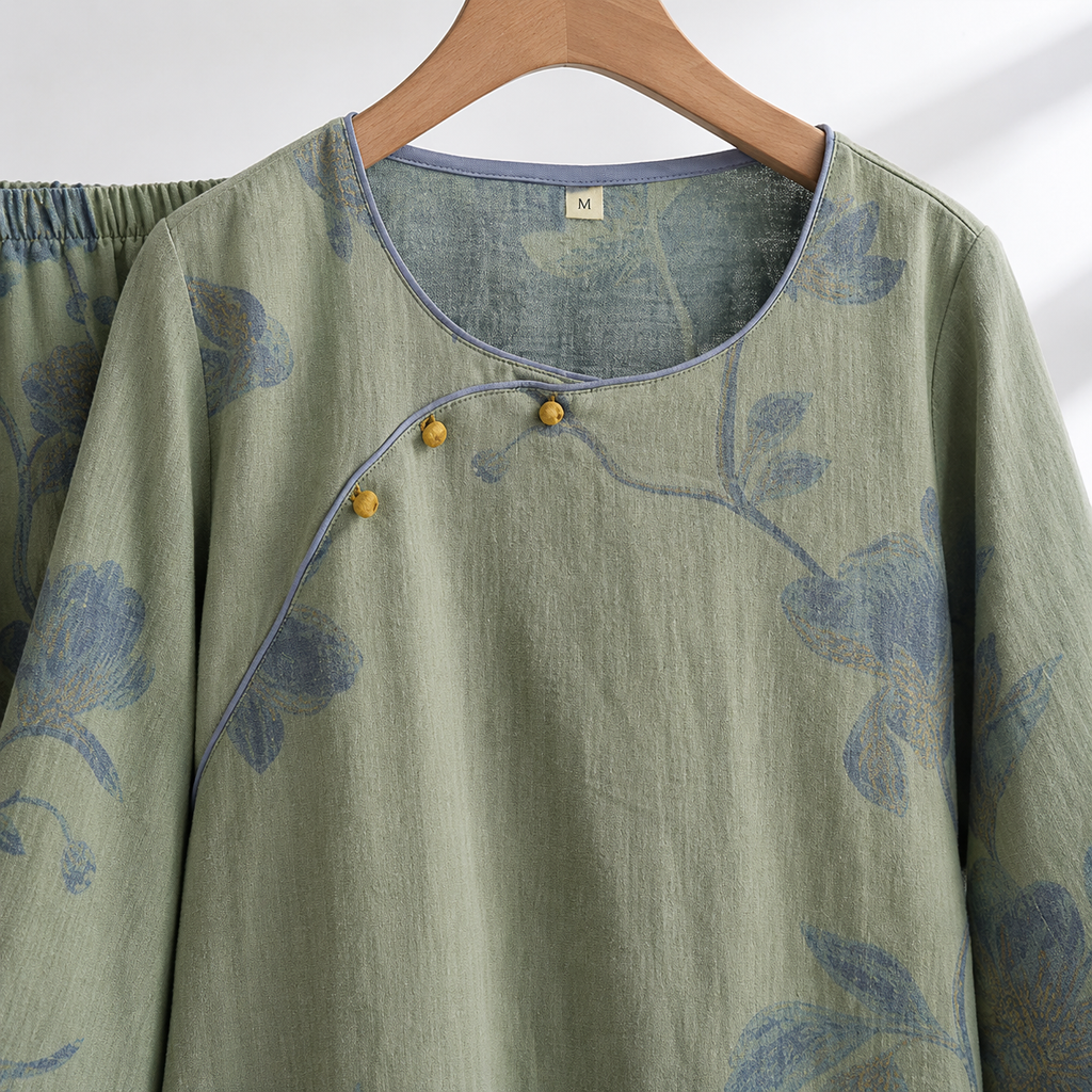 Organic Cotton Ginkgo Leaf Kimono Set