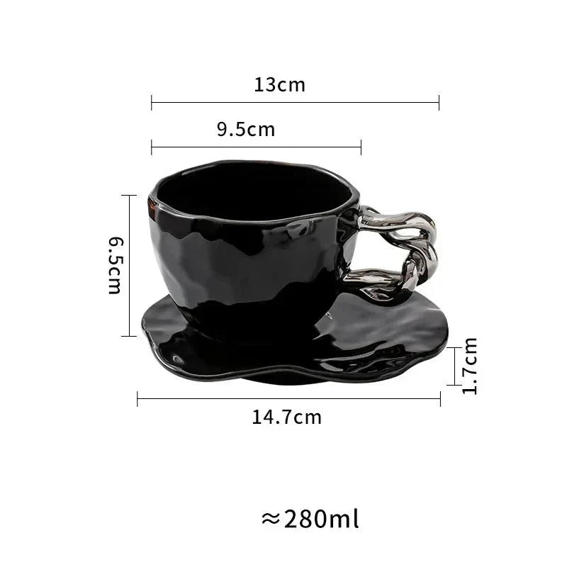 Handcrafted Breakfast Mug with Matching Saucer