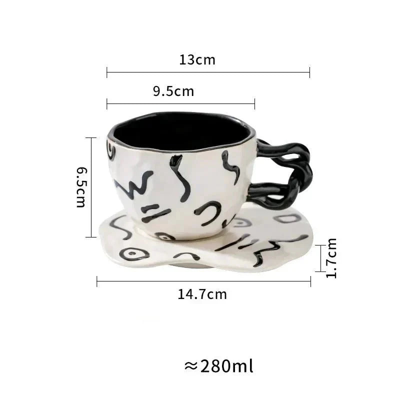 Handcrafted Breakfast Mug with Matching Saucer